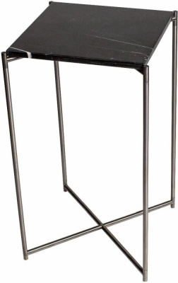 Product photograph of Iris Black Marble Square Plant Stand With Gun Metal Frame from Choice Furniture Superstore