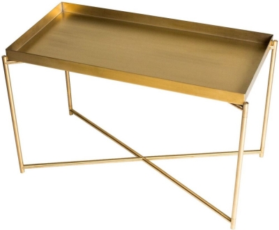 Product photograph of Gillmore Space Iris Brass Tray Top With Brass Frame Rectangular Side Table from Choice Furniture Superstore