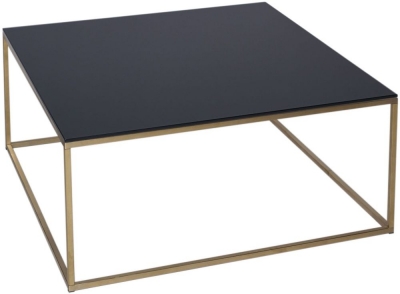 Product photograph of Gillmore Space Kensal Black Glass And Brass Square Coffee Table from Choice Furniture Superstore