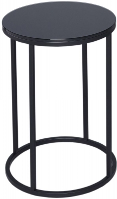 Product photograph of Gillmore Space Kensal Black Glass And Black Round Side Table from Choice Furniture Superstore