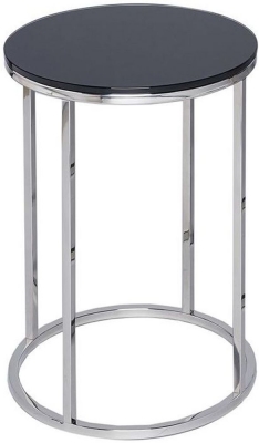 Product photograph of Gillmore Space Kensal Black Glass And Stainless Steel Round Side Table from Choice Furniture Superstore