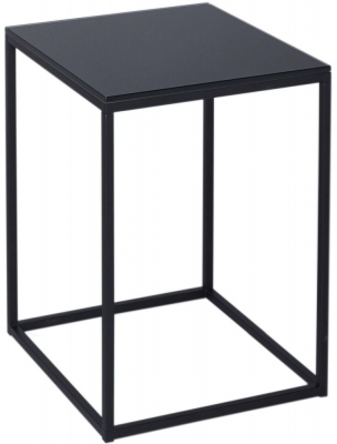 Product photograph of Gillmore Space Kensal Black Glass And Black Square Side Table from Choice Furniture Superstore