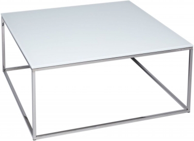 Product photograph of Kensal Square Coffee Table - Comes In White Glass And Stainless Steel White Glass And Black White Glass And Brass Options from Choice Furniture Superstore