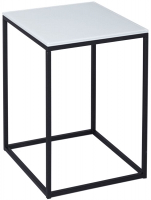 Product photograph of Gillmore Space Kensal White Glass And Black Square Side Table from Choice Furniture Superstore