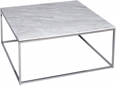 Product photograph of Gillmore Space Kensal White Marble And Stainless Steel Square Coffee Table from Choice Furniture Superstore