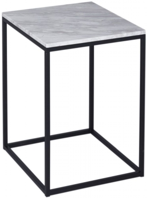 Product photograph of Gillmore Space Kensal White Marble And Black Square Side Table from Choice Furniture Superstore