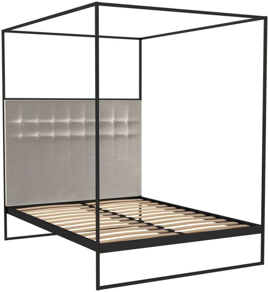 Gillmore Space Federico Black Metal Canopy Frame Bed with Mushroom