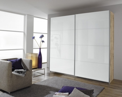 Product photograph of Quadra Sliding Wardrobe With High Gloss Front from Choice Furniture Superstore
