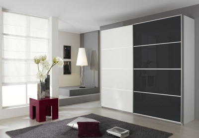 Product photograph of Rauch Quadra Glass And Decor Sliding Wardrobe - Variation Available from Choice Furniture Superstore