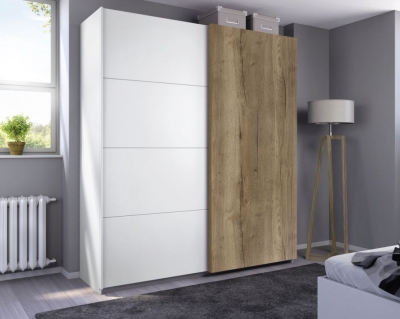Product photograph of Halifax 2 Door Sliding Wardrobe In Alpine White And Oak - W 181cm from Choice Furniture Superstore