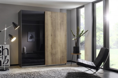 Product photograph of Halifax Sliding Wardrobe With Glass Front from Choice Furniture Superstore