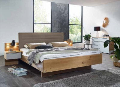 Product photograph of 20up Partly Solid Wood Bed With Upholstered Headboard from Choice Furniture Superstore