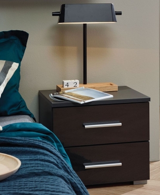 Product photograph of Base Metallic Grey Bedside Cabinet - 2 Drawer from Choice Furniture Superstore