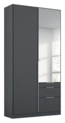 Product photograph of Alabama Metallic Grey 2 Door 3 Drawer Combi Wardrobe With 1 Mirror Front - 91cm from Choice Furniture Superstore