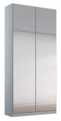 Product photograph of Alabama Silk Grey 2 Door Wardrobe With Mirror Front - 91cm from Choice Furniture Superstore