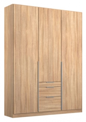 Product photograph of Rauch Alabama 136cm Oak 3 Door Wardrobe With Drawers from Choice Furniture Superstore