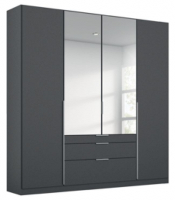 Product photograph of Alabama Metallic Grey 4 Door 3 Drawer Combi Wardrobe With 1 Mirror Front - 181cm from Choice Furniture Superstore