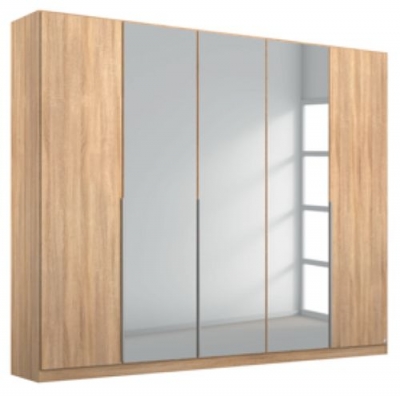 Product photograph of Rauch Alabama 226cm Oak 5 Door Mirror Wardrobe from Choice Furniture Superstore