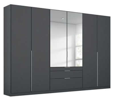 Product photograph of Alabama Metallic Grey 6 Door 3 Drawer Combi Wardrobe With 2 Mirror Front - 271cm from Choice Furniture Superstore