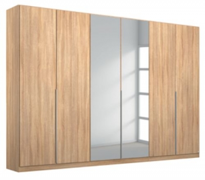 Product photograph of Rauch Alabama 271cm Oak 6 Door Mirror Wardrobe from Choice Furniture Superstore