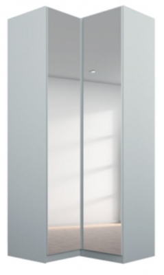 Product photograph of Alabama Silk Grey 2 Door Corner Wardrobe With Mirror Front - 100cm from Choice Furniture Superstore