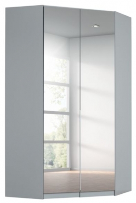 Product photograph of Alabama Silk Grey 2 Door Corner Wardrobe With Mirror Front - 117cm from Choice Furniture Superstore