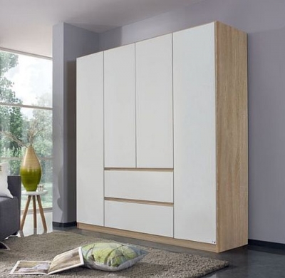 Product photograph of Mainz Sonoma Oak And Alpine White 4 Door 2 Drawer Combi Wardrobe - 181cm from Choice Furniture Superstore