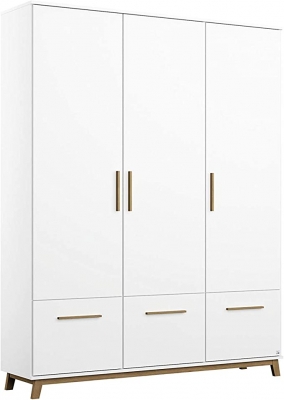 Product photograph of Carlsson Alpine White 3 Door 3 Drawer Combi Wardrobe - 136cm from Choice Furniture Superstore