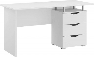 Home Office Alpine White 3 Drawer Desk - D 66cm