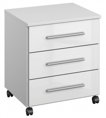 Product photograph of Rauch Home Office Alpine White And High Gloss White 3 Drawer Chest On Castors from Choice Furniture Superstore