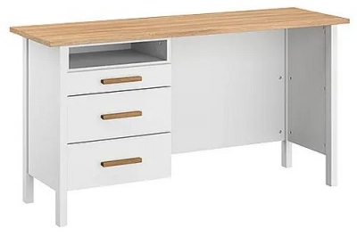 Rauch Home Office Alpine White And Sonoma Oak 3 Drawer Desk