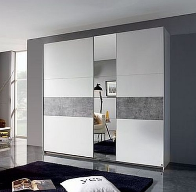 Rauch Korbach Alpine White And Stone Grey 2 Door Sliding Wardrobe 218cm