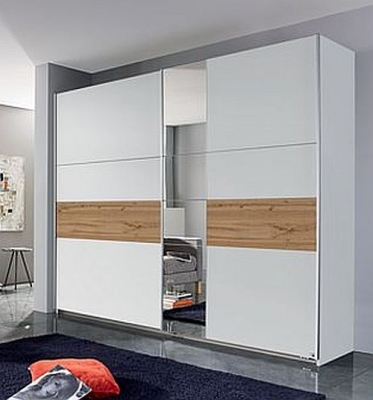 Rauch Korbach Alpine White And Wotan Oak 2 Door Sliding Wardrobe 261cm