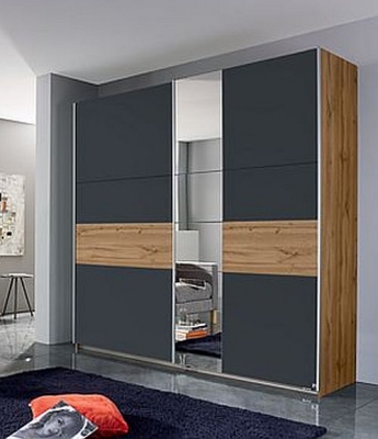 Rauch Korbach Artisan Oak And Metallic Grey 2 Door Sliding Wardrobe 218cm