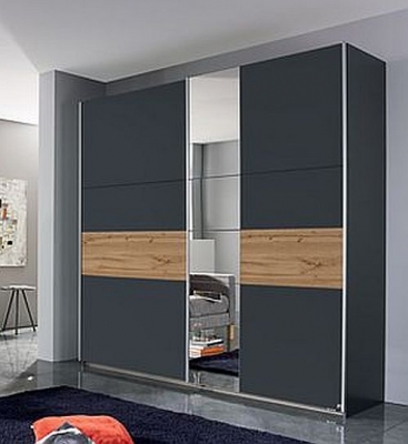 Rauch Korbach Metallic Grey And Artisan Oak 2 Door Sliding Wardrobe 218cm