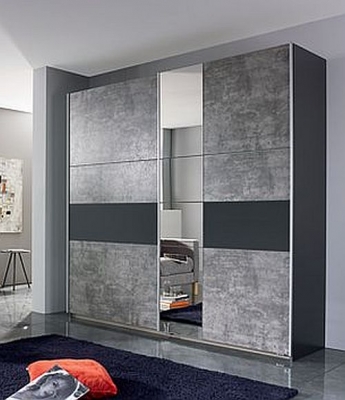 Rauch Korbach Metallic Grey And Stone Grey 2 Door Sliding Wardrobe 218cm