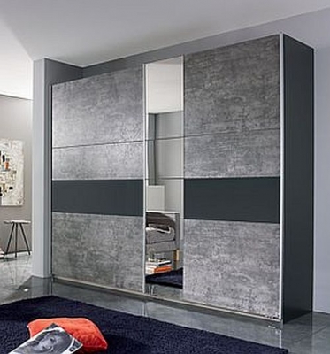 Rauch Korbach Metallic Grey And Stone Grey 2 Door Sliding Wardrobe 261cm