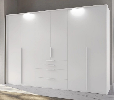 Product photograph of Purisma Alpine White 6 Door 4 Drawer Combi Wardrobe - 301cm from Choice Furniture Superstore