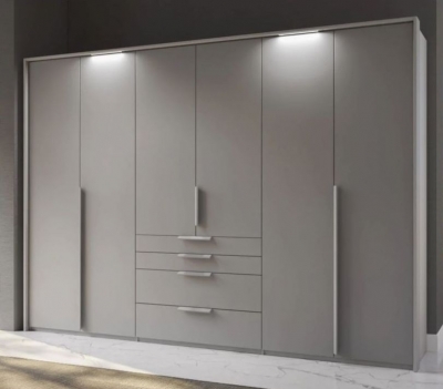 Product photograph of Purisma Silk Grey 6 Door 4 Drawer Combi Wardrobe - 301cm from Choice Furniture Superstore