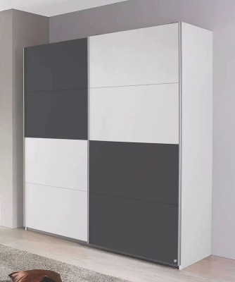 Product photograph of Subito Alpine White And Metallic Grey 2 Door Sliding Wardrobe - 136cm from Choice Furniture Superstore