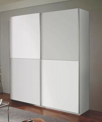 Product photograph of Subito Silk Grey And Alpine White 2 Door Sliding Wardrobe - 181cm from Choice Furniture Superstore