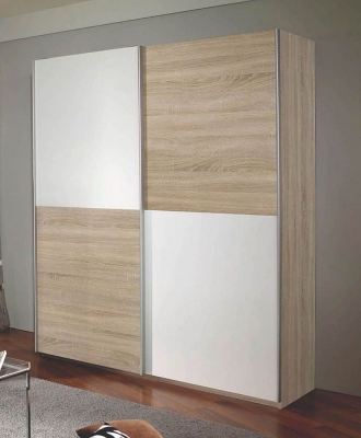 Product photograph of Subito Sonoma Oak And Alpine White 2 Door Sliding Wardrobe - 136cm from Choice Furniture Superstore