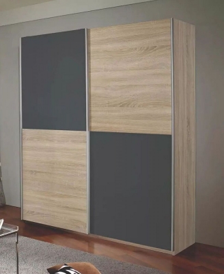 Product photograph of Subito Sonoma Oak And Metallic Grey 2 Door Sliding Wardrobe - 181cm from Choice Furniture Superstore