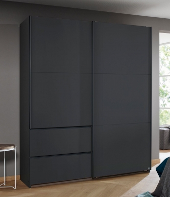 Product photograph of Sevilla Metallic Grey 2 Door 2 Drawer Combi Sliding Wardrobe - 175cm from Choice Furniture Superstore