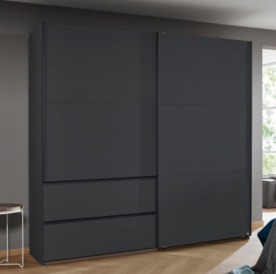 Product photograph of Sevilla Metallic Grey 2 Door 2 Drawer Combi Sliding Wardrobe - 218cm from Choice Furniture Superstore