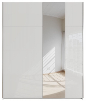 Product photograph of Miramar 2 Door Sliding Wardrobe With White Glass And Mirror Front - W 181cm from Choice Furniture Superstore