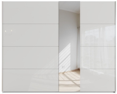 Product photograph of Rauch Miramar 271cm White Glass 2 Door Mirror Sliding Wardrobe from Choice Furniture Superstore