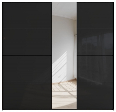 Product photograph of Rauch Miramar 226cm Black Glass 2 Door Mirror Sliding Wardrobe from Choice Furniture Superstore