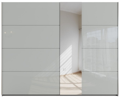 Product photograph of Rauch Miramar 271cm Silk Grey Glass 2 Door Mirror Sliding Wardrobe from Choice Furniture Superstore