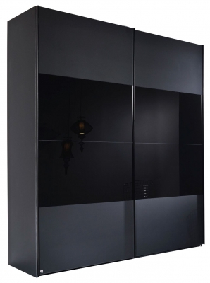 Rauch 20up Front 3a Sliding Wardrobe With Black Glass Front